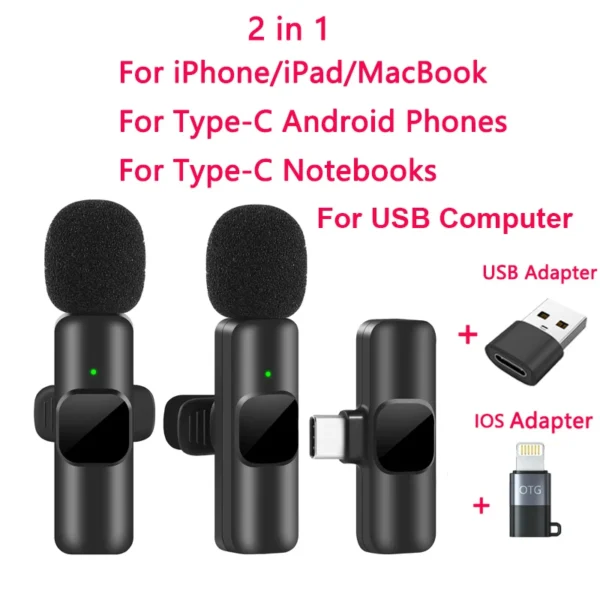 New Wireless Lavalier Microphone Portable Audio Video Recording Mini Mic for iPhone Android Live Broadcast Gaming Phone Mic - Image 12