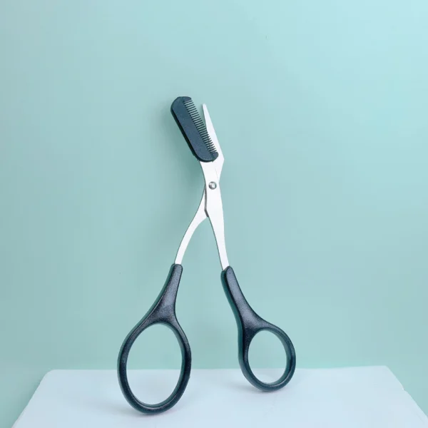 Pink eyebrow trimming scissors with built-in comb - stainless steel, precise grooming tool, creating perfect eyebrows - Image 8