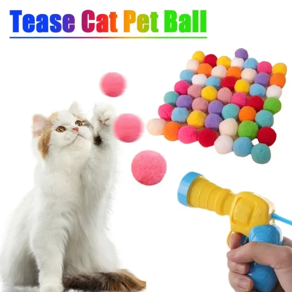 Cat Toys Interactive Launch Training Toy For Pet Kitten Creative Mini Shooting Gun Games Stretch Plush Ball Toys Pet Supplies - Image 2