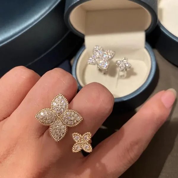 CAOSHI Chic Aesthetic Flower Opening Ring for Female Daily Party Accessories with Bright Zirconia Stylish Women Wedding Jewelry - Image 3