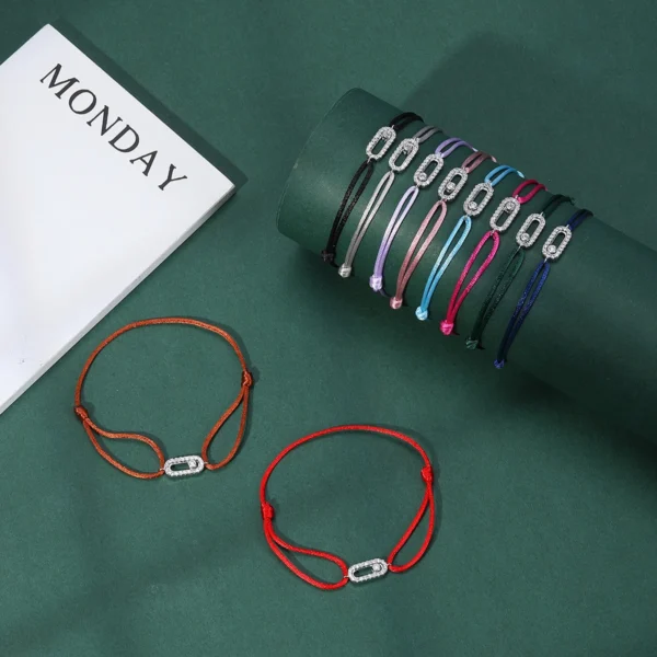 Adjusted Size Can Move Stone Multiple colors Rope Woven bracelet For Women And Men Fashion Jewelry 2024 New Bracelets Woman - Image 6