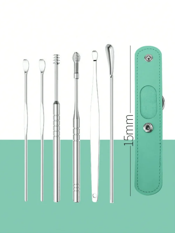Ear Cleaning Tool Stainless Steel Ear Pick Kit &1Pc Storage Bag Earwax Remover Tool - Image 14