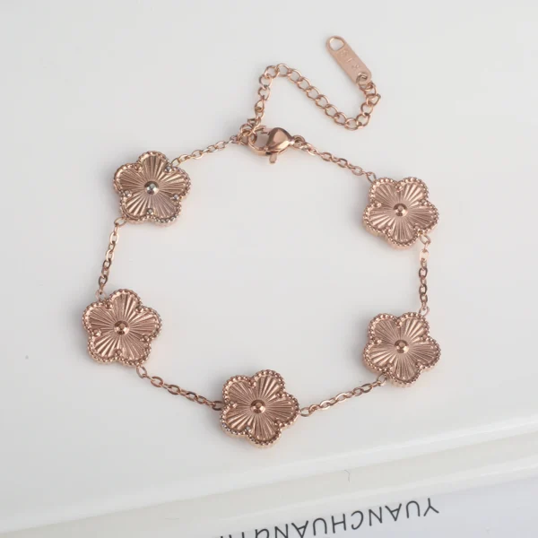 Classic Luxury Stainless Steel Bracelet Ladies Adjustable Five Flower Bracelets for Women New Fashion Party Jewelry Gifts Clover - Image 16
