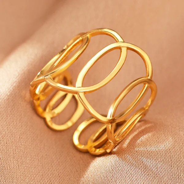 Stainless Steel Rings Vintage Exquisite Hollow Adjustable Open Statement Rings Light Luxury Fashion Rings For Women Jewelry New - Image 20