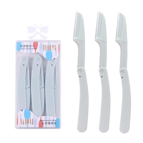 Karsyngirl 3pcs Fold Eyebrow Trimmer Scissors Hair Remover Eyebrow Comb Razor Eyebrow Clip Makeup Tools Face Razor for Women - Image 20