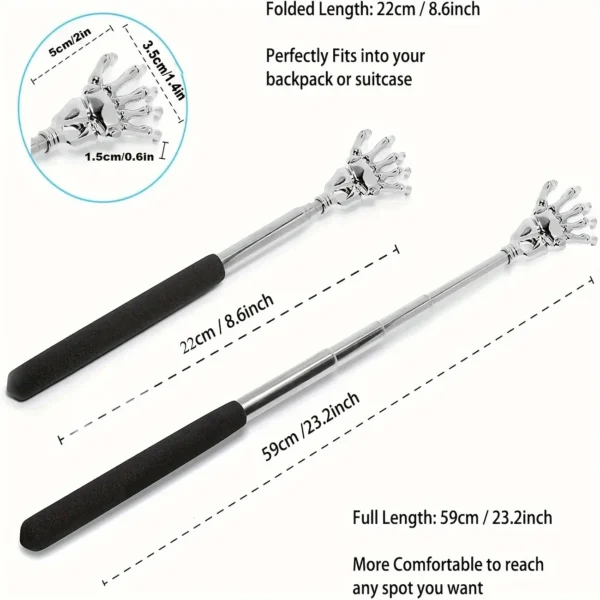 Portable Stainless Steel Telescopic Back Scratcher Extendable Scratcher Back Massager Tool For Blood Circulation Relax Health - Image 2