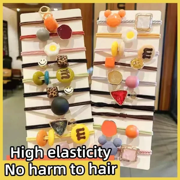 10PCS Women's Hair Ring Set Hair Accessories High Elasticity Leather Band Simple Temperament High Ponytail Durability New Style - Image 9