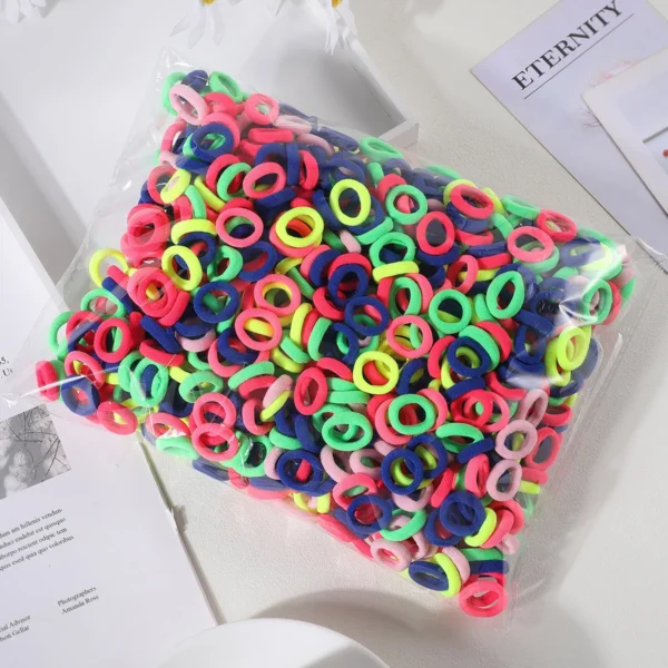 100PCS Colorful Basic Nylon Ealstic Hair Ties for Girls Children Ponytail Hold Scrunchie Rubber Band Kids Basic Hair Accessories - Image 8