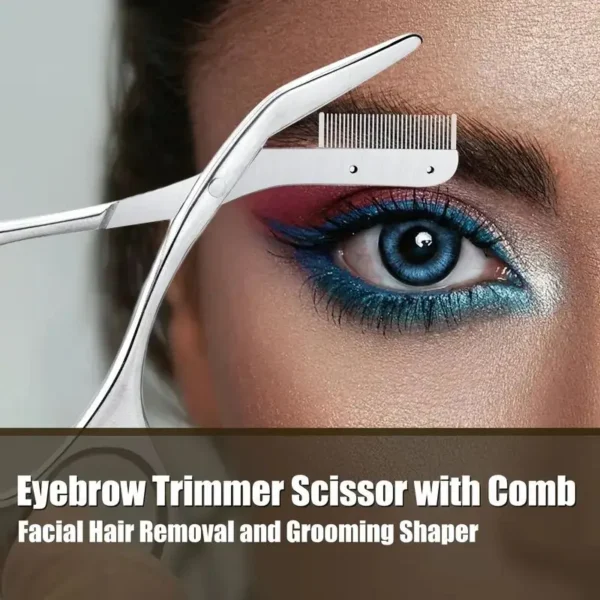Stainless Steel Eyebrow Trimmer Scissors & Comb Set - Precision Grooming Tool for Men and Women - Effortless Hair Removal - Image 6