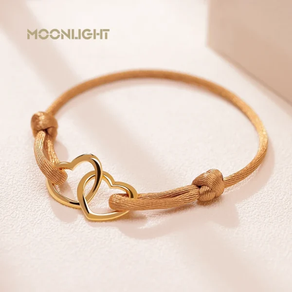 MOONLIGHT High Quality Silk Rope Heart Pendant Charm Bracelet For Women Adjustable Bracelets Femme Girls Trendy Jewelry 14colors - Image 4