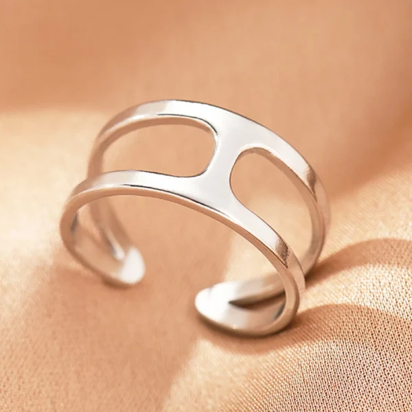 Stainless Steel Rings Vintage Exquisite Hollow Adjustable Open Statement Rings Light Luxury Fashion Rings For Women Jewelry New - Image 7