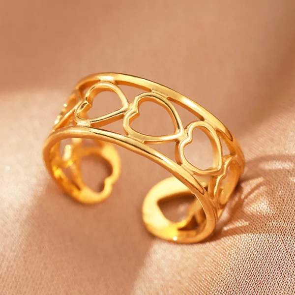 Stainless Steel Rings Vintage Exquisite Hollow Adjustable Open Statement Rings Light Luxury Fashion Rings For Women Jewelry New - Image 5