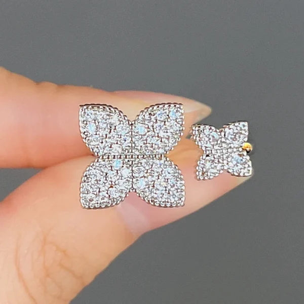 CAOSHI Chic Aesthetic Flower Opening Ring for Female Daily Party Accessories with Bright Zirconia Stylish Women Wedding Jewelry - Image 4