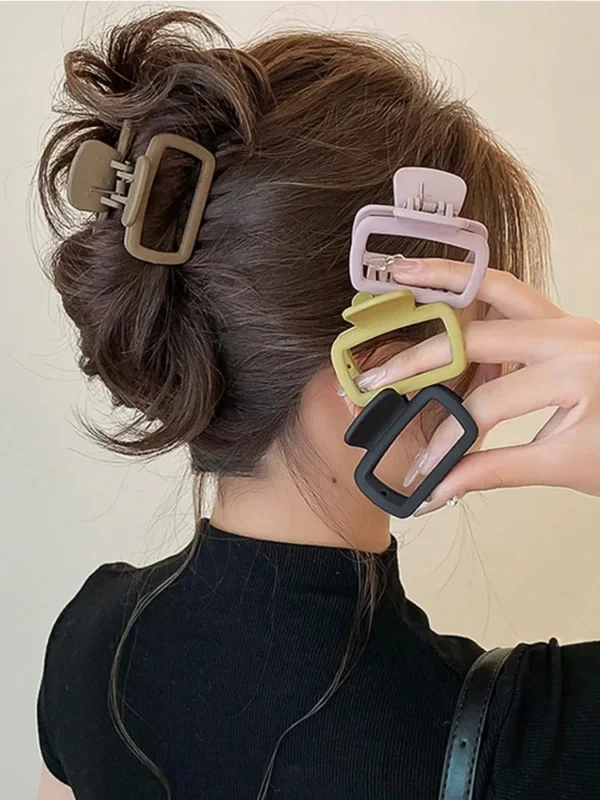 4pcs Women's Square Lightweight Hair Claw Clip Fashionable Elegant Hair Accessory Clip Suitable Hair Styling Makeup - Image 2