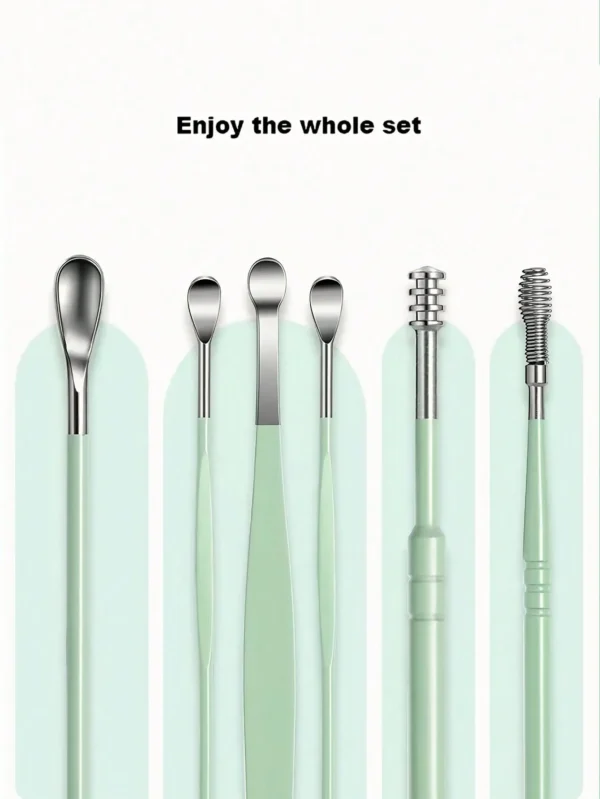 Ear Cleaning Tool Stainless Steel Ear Pick Kit &1Pc Storage Bag Earwax Remover Tool - Image 4