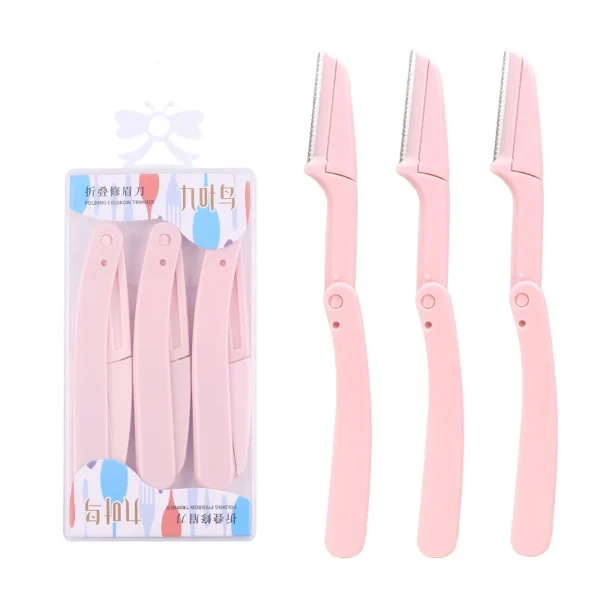 Karsyngirl 3pcs Fold Eyebrow Trimmer Scissors Hair Remover Eyebrow Comb Razor Eyebrow Clip Makeup Tools Face Razor for Women - Image 22