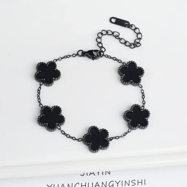 Classic Luxury Stainless Steel Bracelet Ladies Adjustable Five Flower Bracelets for Women New Fashion Party Jewelry Gifts Clover - Image 18