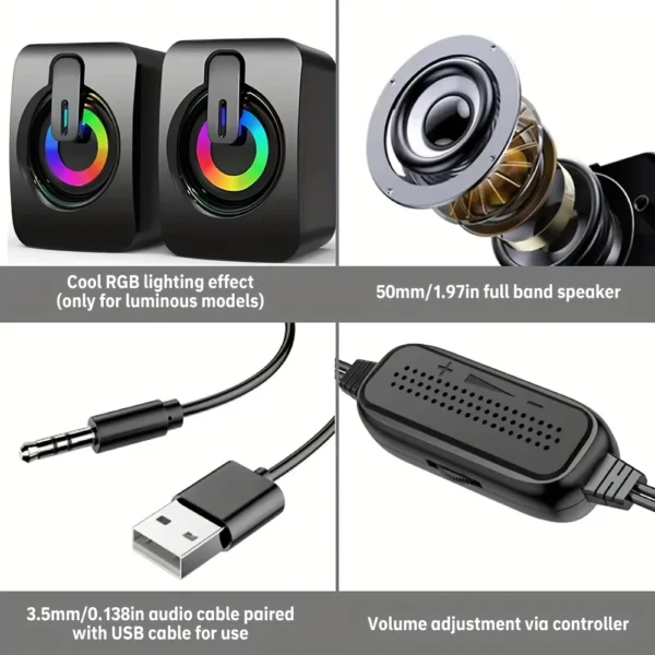 Computer Speakers PC Sound Box HIFI Stereo Microphone USB Wired Caixa De Som with LED Light For Desktop Computer - Image 5