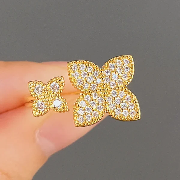 CAOSHI Chic Aesthetic Flower Opening Ring for Female Daily Party Accessories with Bright Zirconia Stylish Women Wedding Jewelry - Image 5