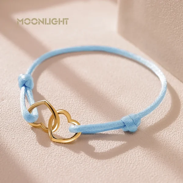 MOONLIGHT High Quality Silk Rope Heart Pendant Charm Bracelet For Women Adjustable Bracelets Femme Girls Trendy Jewelry 14colors - Image 2