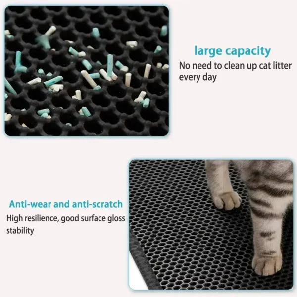 90X60CM Cat Litter Mat Waterproof Double Layer Pet Litter Box Mat Pet Toilet Cat Mat Nonslip Sand Cat Washable Mat Pet Clean - Image 2