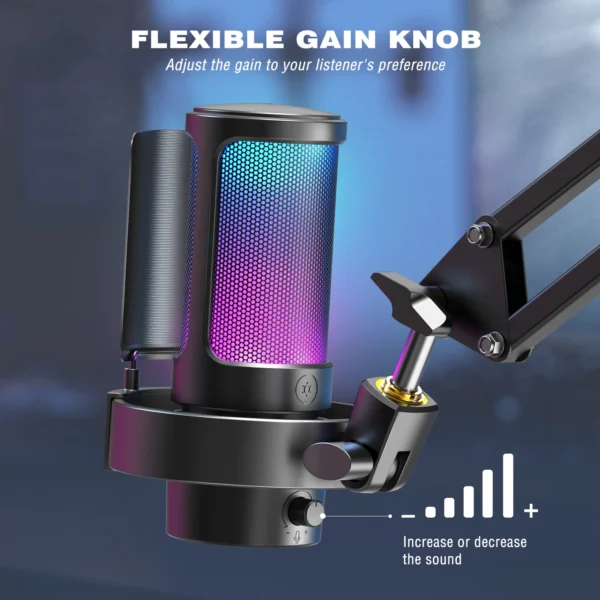 FIFINE USB Microphone for Recording and Streaming on PC and Mac,Headphone Output and Touch-Mute Button,Mic with 3 RGB Modes -A8 - Image 6