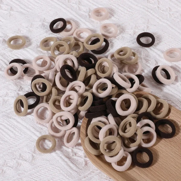 100PCS Colorful Basic Nylon Ealstic Hair Ties for Girls Children Ponytail Hold Scrunchie Rubber Band Kids Basic Hair Accessories - Image 13