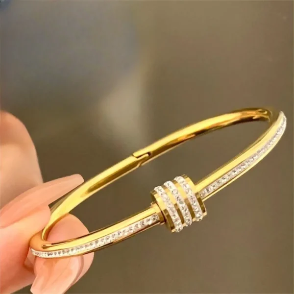 Titanium Steel Gold Silver Color Bangles for Women Girls Trend Waterproof Jewelry Luxury Sparkling Zircon Bracelet Bangle - Image 16
