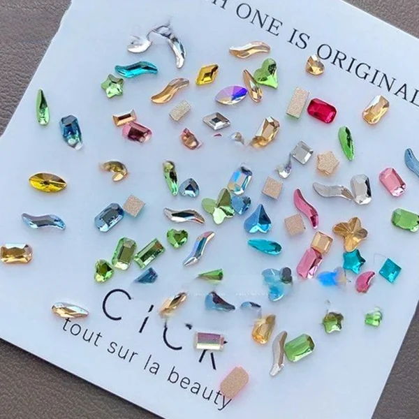 300/100pcs Mini Nail Art Rhinestones Crystal Acrylic Flatback Diamonds Mixed Shape Sparkle DIY Nail Luxury Manicure Accessories - Image 3
