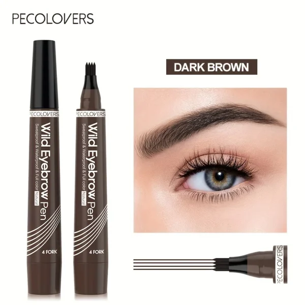 6 Colors 1pc Eyebrow Pen Waterproof 4 Split Tip Eyebrows Pen Eyebrow Tattoo Pen Waterproof Liquid Black Eyebrow Makeup Pencil - Image 8