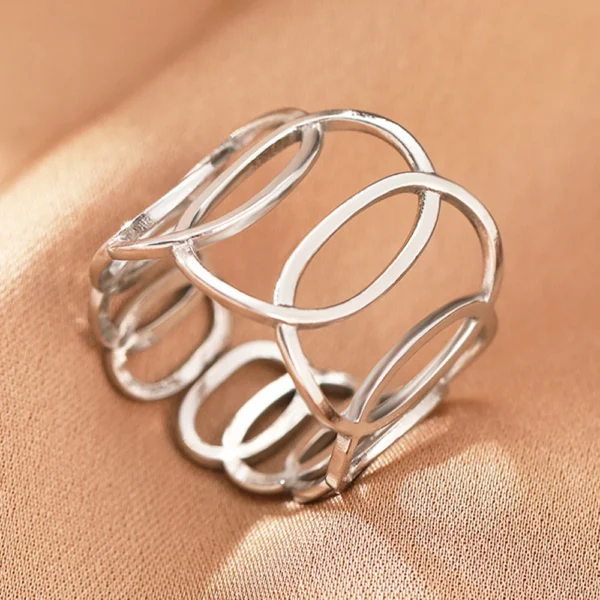 Stainless Steel Rings Vintage Exquisite Hollow Adjustable Open Statement Rings Light Luxury Fashion Rings For Women Jewelry New - Image 21