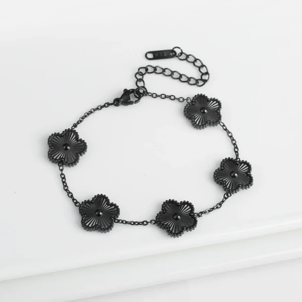 Classic Luxury Stainless Steel Bracelet Ladies Adjustable Five Flower Bracelets for Women New Fashion Party Jewelry Gifts Clover - Image 7