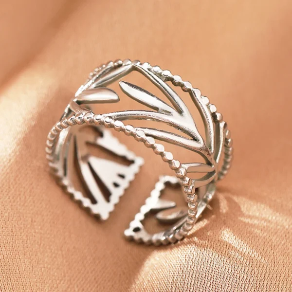 Stainless Steel Rings Vintage Exquisite Hollow Adjustable Open Statement Rings Light Luxury Fashion Rings For Women Jewelry New - Image 19