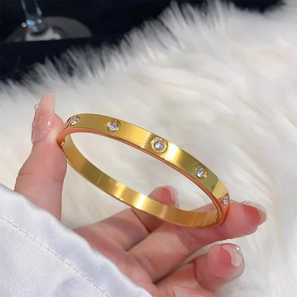 Titanium Steel Gold Silver Color Bangles for Women Girls Trend Waterproof Jewelry Luxury Sparkling Zircon Bracelet Bangle - Image 5