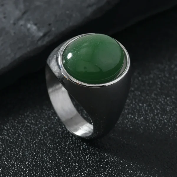 HNSP 316L Stainless Steel Oval Natural Stone Ring For Men Women Finger Vintage Jewelry Black Green Tiger Eye Stone Rings - Image 7