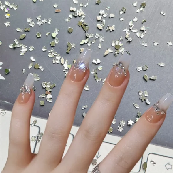 300/100pcs Mini Nail Art Rhinestones Crystal Acrylic Flatback Diamonds Mixed Shape Sparkle DIY Nail Luxury Manicure Accessories - Image 9