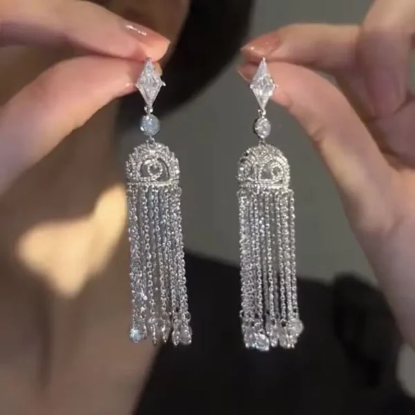 Fashion Luxury Geometric Dangle Drop Earrings for Women Wedding Party Jewelry Accessories Gorgeous Cubic Zirconia Bridal Brincos - Image 10
