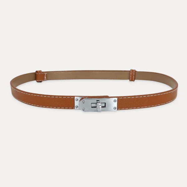 Fashion Adjustable Thin Belt Luxury Black PU Leather Female Designer Girdle Korean Corset Metal Buckle Belts For Women White - Image 13